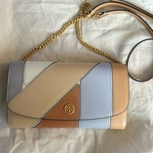 Tory Burch Robinson Patchwork Chain Wallet - Brand New